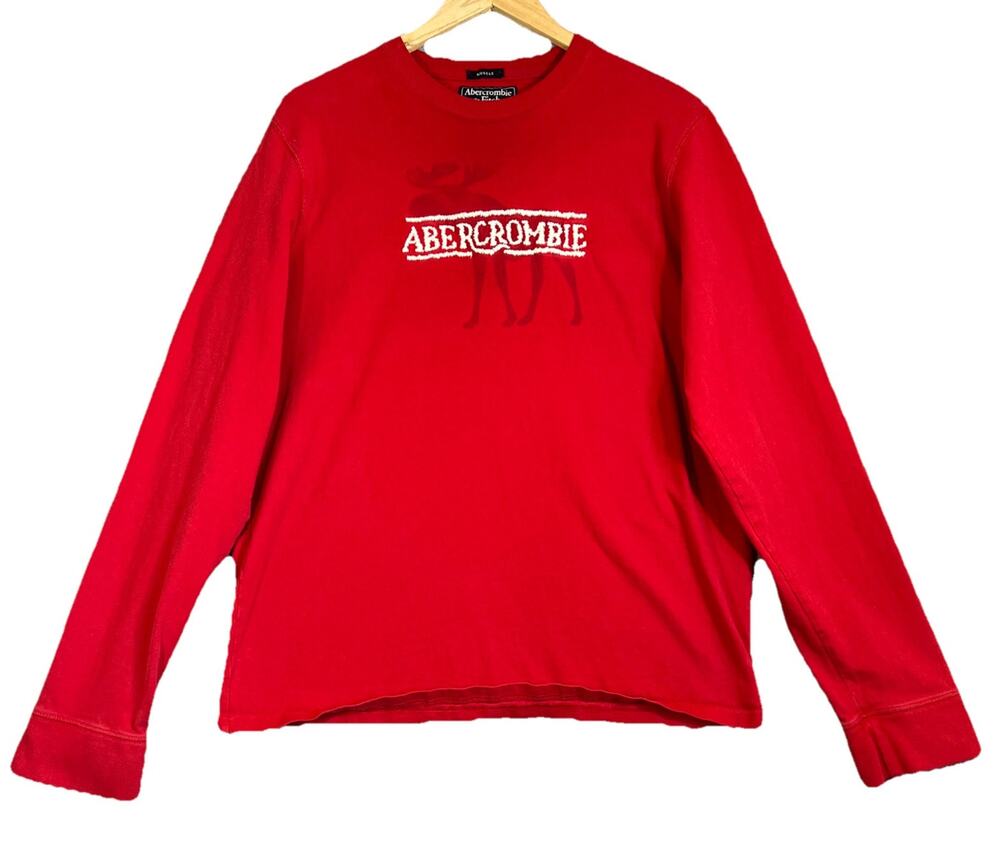Abercrombie & Fitch VTG Long Sleeve Shirt Muscle XXL Moose Logo Spell Out